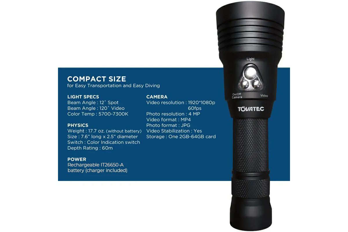 トバテック（TOVATEC）ビデオカメラ一体型水中ライト  MERA（メラ）-3